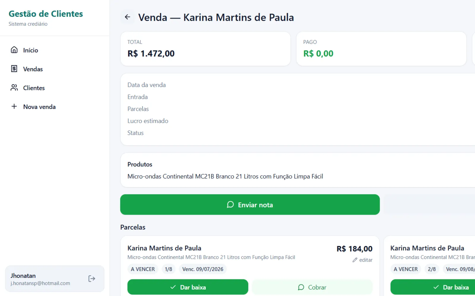 Crediário — Sistema de Gestão Financeira e Crediário de Clientes